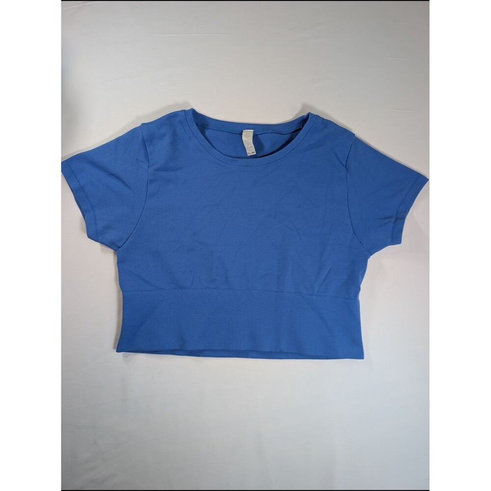 Offline By aerie Cropped Crewneck Athletic Tee in Bright Blue